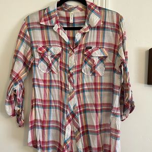 Vintage RVCA pony plaid woven top